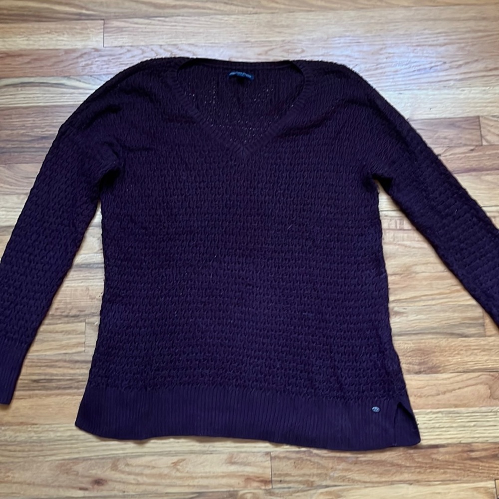 American Eagle Dark Wine colored v neck sweater